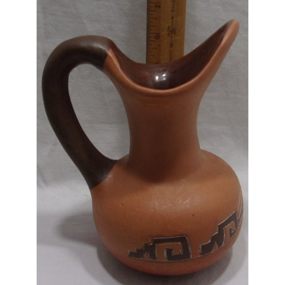 Vintage Marajoara Pottery Pitcher Aztec Pottery Jug / Pitcher / Vessel 7" - Picture 6 of 7